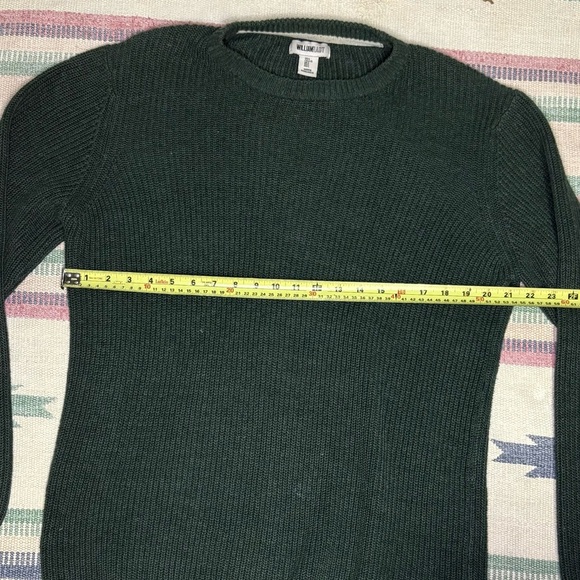 3/$30 William Rast Green Knit Mens Large Sweater Crewneck Cotton Blend Chunky - Picture 4 of 7